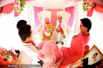 泰国穆斯林粉红色的婚礼