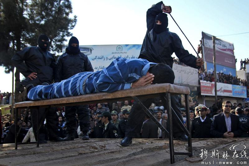 伊朗强奸犯遭鞭刑处罚众人围观