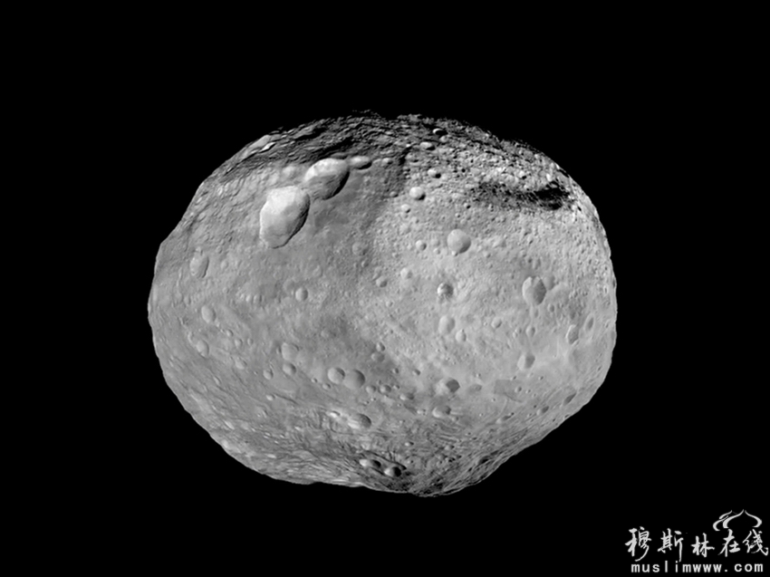 维斯塔小行星：美国宇航局“黎明”号飞船提供了巨型小行星“维斯塔”的图像。位于小行星南极的山峰高度则有珠穆朗玛峰的两倍多高。